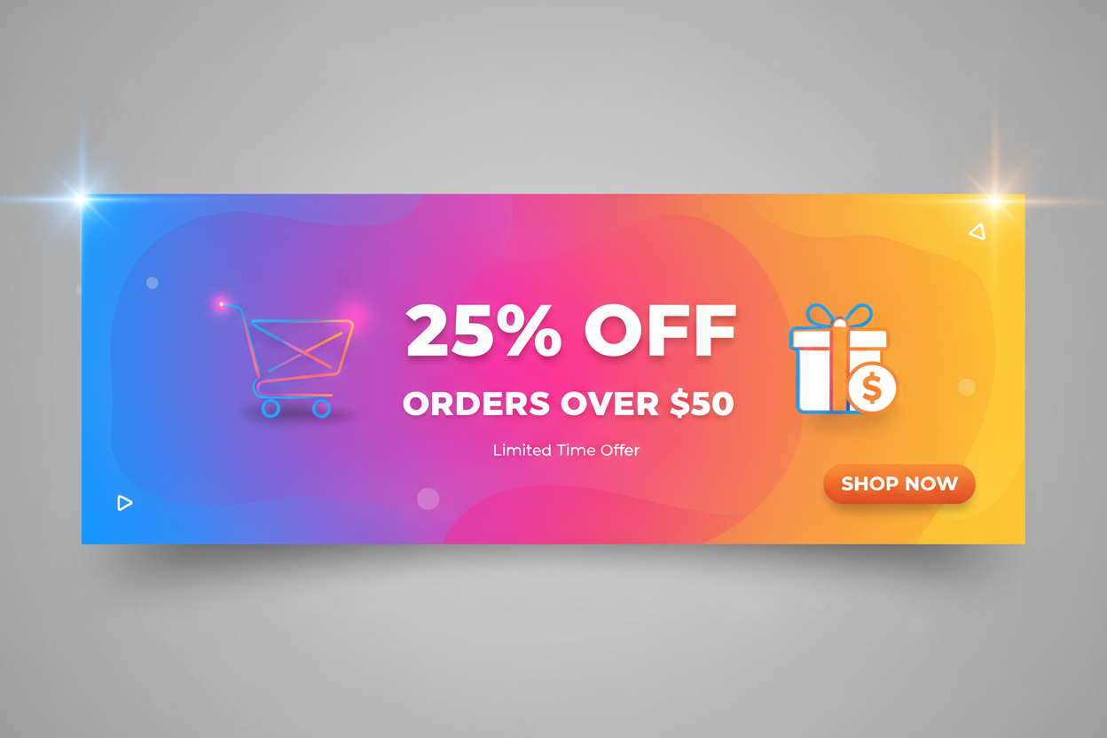 25% off orders over $50 promotional banner